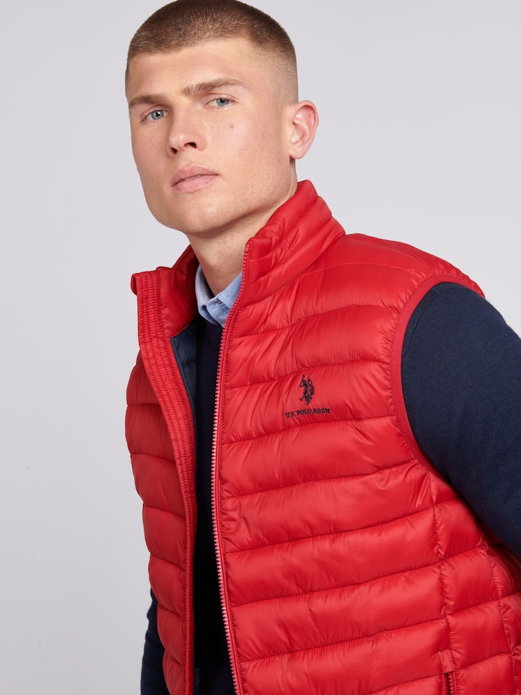 U.S. Polo Assn. Red Mens Bound Quilted Gilet - Image 2 of 7