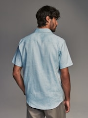 Blue Regular Fit Signature Linen Blend Short Sleeve Shirt - Image 2 of 8