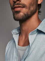 Blue Regular Fit Signature Linen Blend Short Sleeve Shirt - Image 5 of 8