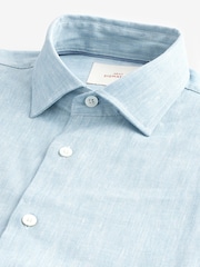 Blue Regular Fit Signature Linen Blend Short Sleeve Shirt - Image 8 of 8