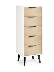 Julian Bowen White Alba 5 Drawer Narrow Chest - Image 2 of 4