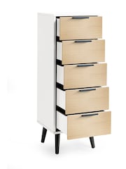 Julian Bowen White Alba 5 Drawer Narrow Chest - Image 3 of 4