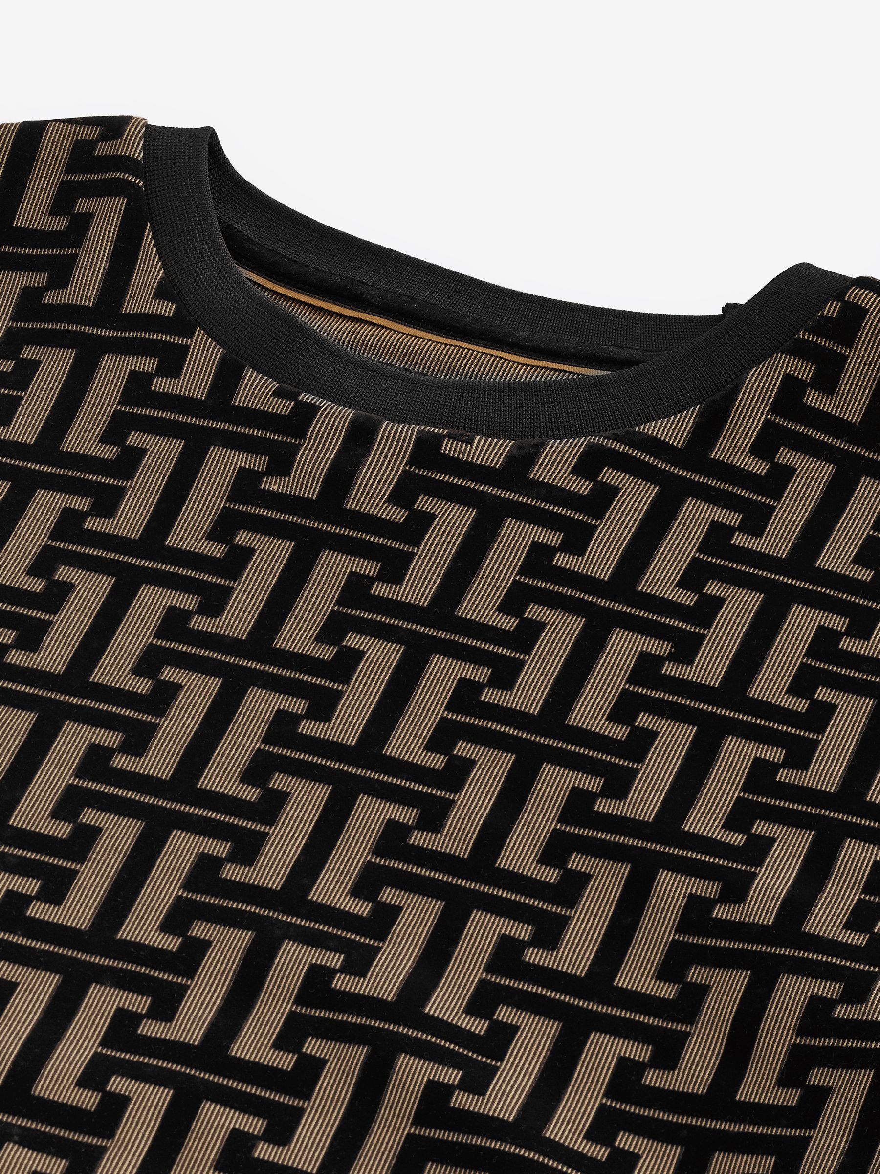 Schwarz Gold Geo Muster Textur Entspanntes T Shirt