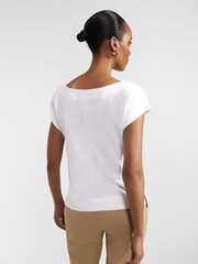 Hobbs White Slub Alycia 100% Cotton T-Shirt - Image 2 of 4