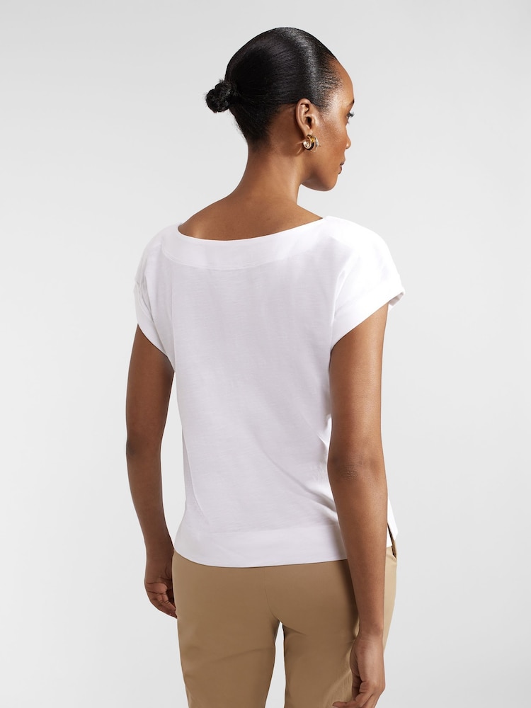 Hobbs White Slub Alycia 100% Cotton T-Shirt - Image 2 of 4 Hobbs White Slub Alycia 100% Cotton T-Shirt - Image 2 of 4