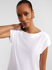 Hobbs White Slub Alycia 100% Cotton T-Shirt - Image 3 of 4