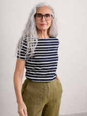 Blau - Seasalt Cornwall Sailor Gestreiftes T-Shirt - Bild 2 von 5