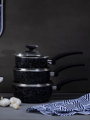 Maison by Premier Black Stoneflam 20cm Saucepan With Glass Lid - Image 1 of 4