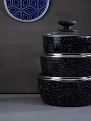 Maison by Premier Black Stoneflam 20cm Saucepan With Glass Lid - Image 2 of 4