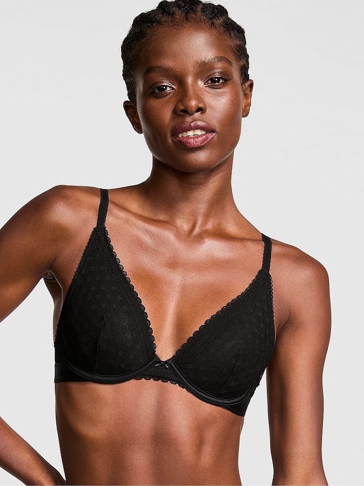 Zwart met sierlijke stippen - Victoria's Secret PINK beha van kant - Image 1 of 3