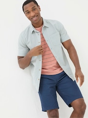 FatFace Green Short Sleeve Markham Stripe Shirt - Image 1 of 5