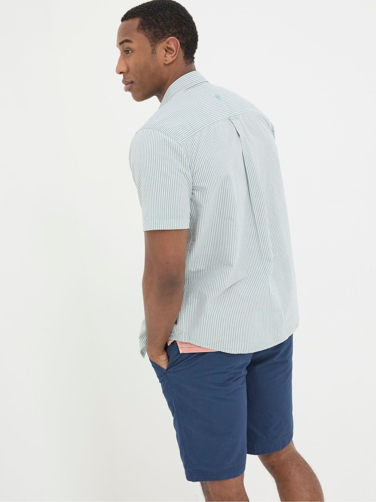 FatFace Green Short Sleeve Markham Stripe Shirt - Image 2 of 5