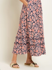 Brakeburn Red 100% Cotton Boho Floral Dress - Image 3 of 5