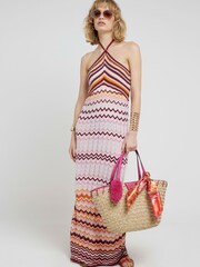 River Island Pink Crochet Chevron Midi Dress - Image 1 of 3