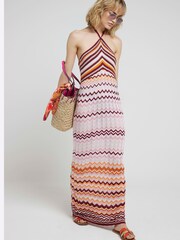 River Island Pink Crochet Chevron Midi Dress - Image 3 of 3