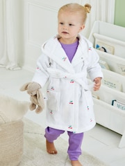 JoJo Maman Bébé White Cherry Embroidered Towelling Robe - Image 1 of 5