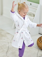 JoJo Maman Bébé White Cherry Embroidered Towelling Robe - Image 2 of 5