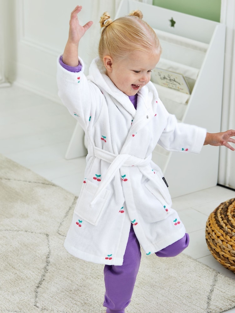 JoJo Maman Bébé Cherry Embroidered Towelling Robe - Bild 2 von 5 JoJo Maman Bébé Cherry Embroidered Towelling Robe - Bild 2 von 5