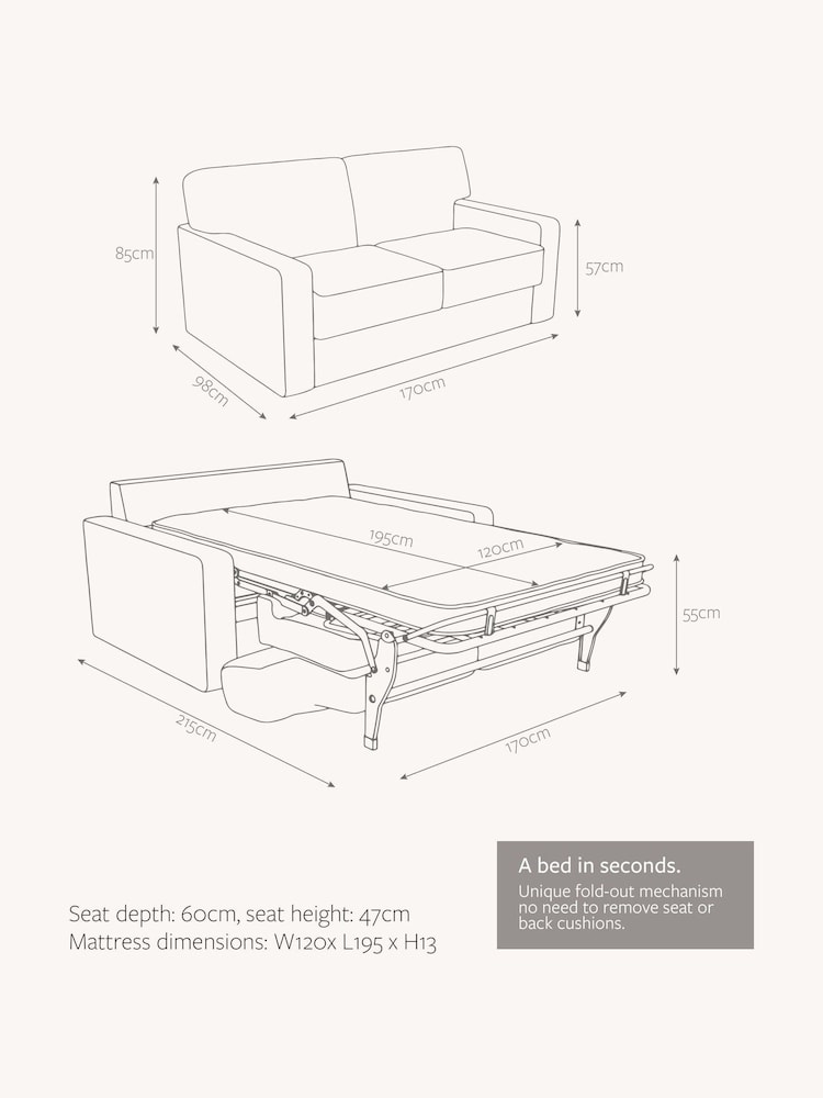 Jay-Be Luxe Velvet Steel Grey Linea 2 Seater Sofa Bed - Image 6 of 6