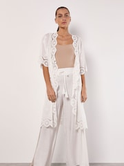 Apricot Cream Lace Detail Front Split Wrap Trousers - Image 4 of 4