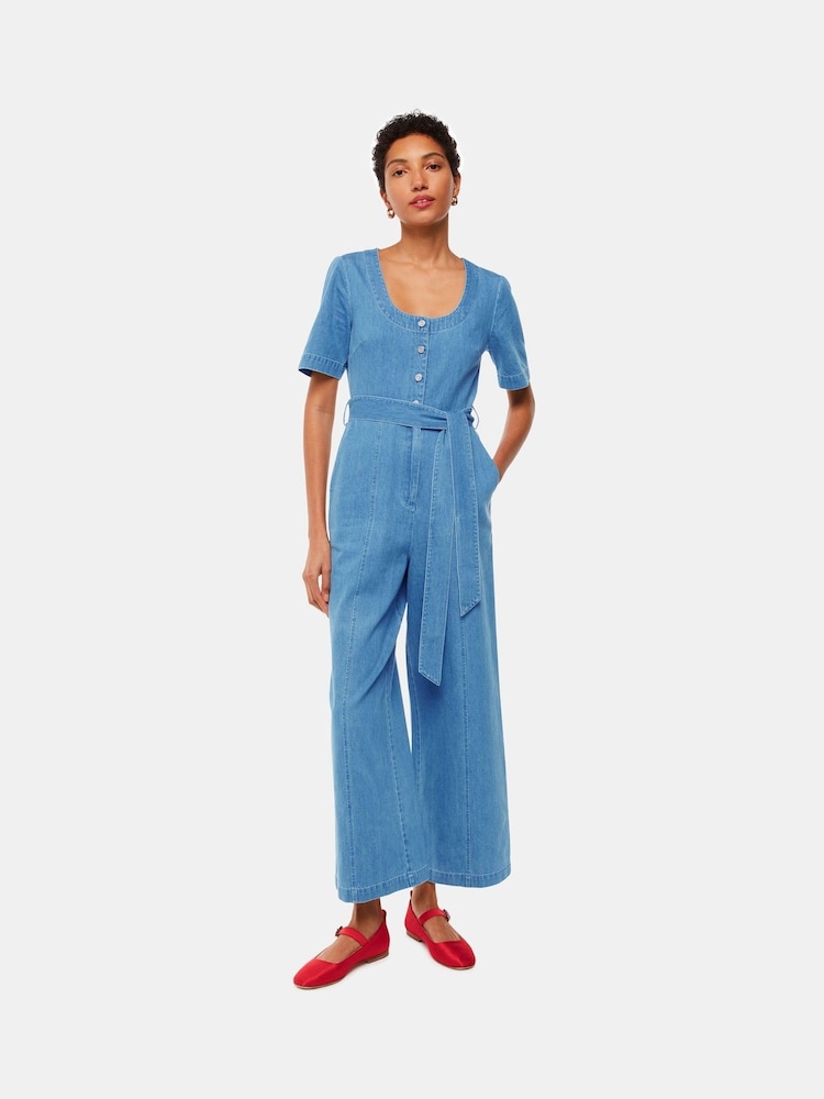 Whistles Blue Freyja Denim Jumpsuit - Image 1 of 5