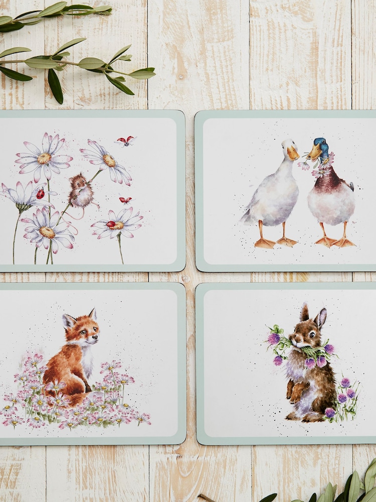 Wrendale White Large Designs Wildflowers 4 Placemats 40x29cm - Image 1 of 6