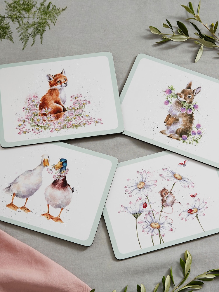 Wrendale White Large Designs Wildflowers 4 Placemats 40x29cm - Image 2 of 6