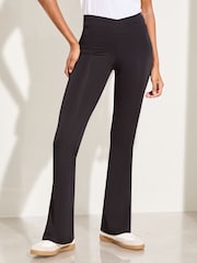 Lipsy Black Flared Crossover Leggings - Image 1 of 4