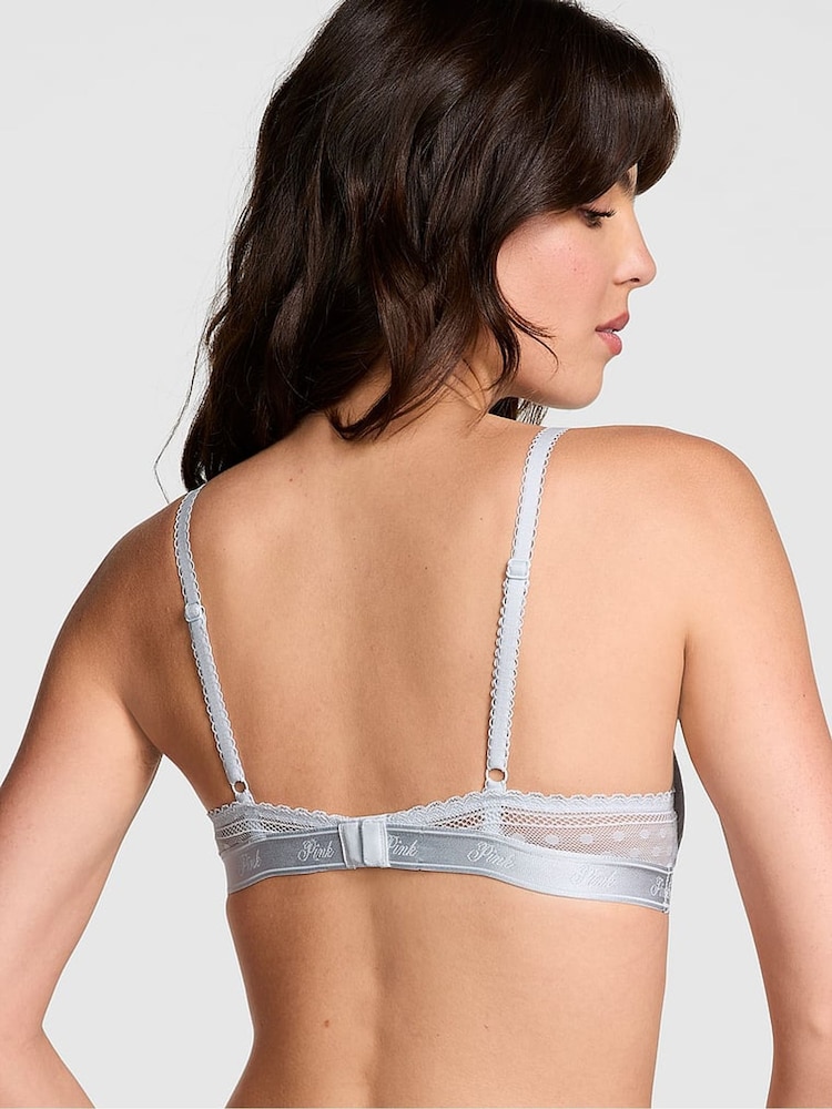 Victoria's Secret PINK Hydrangea Blue Dainty Dot Balcony Lace Bra - Image 2 of 4