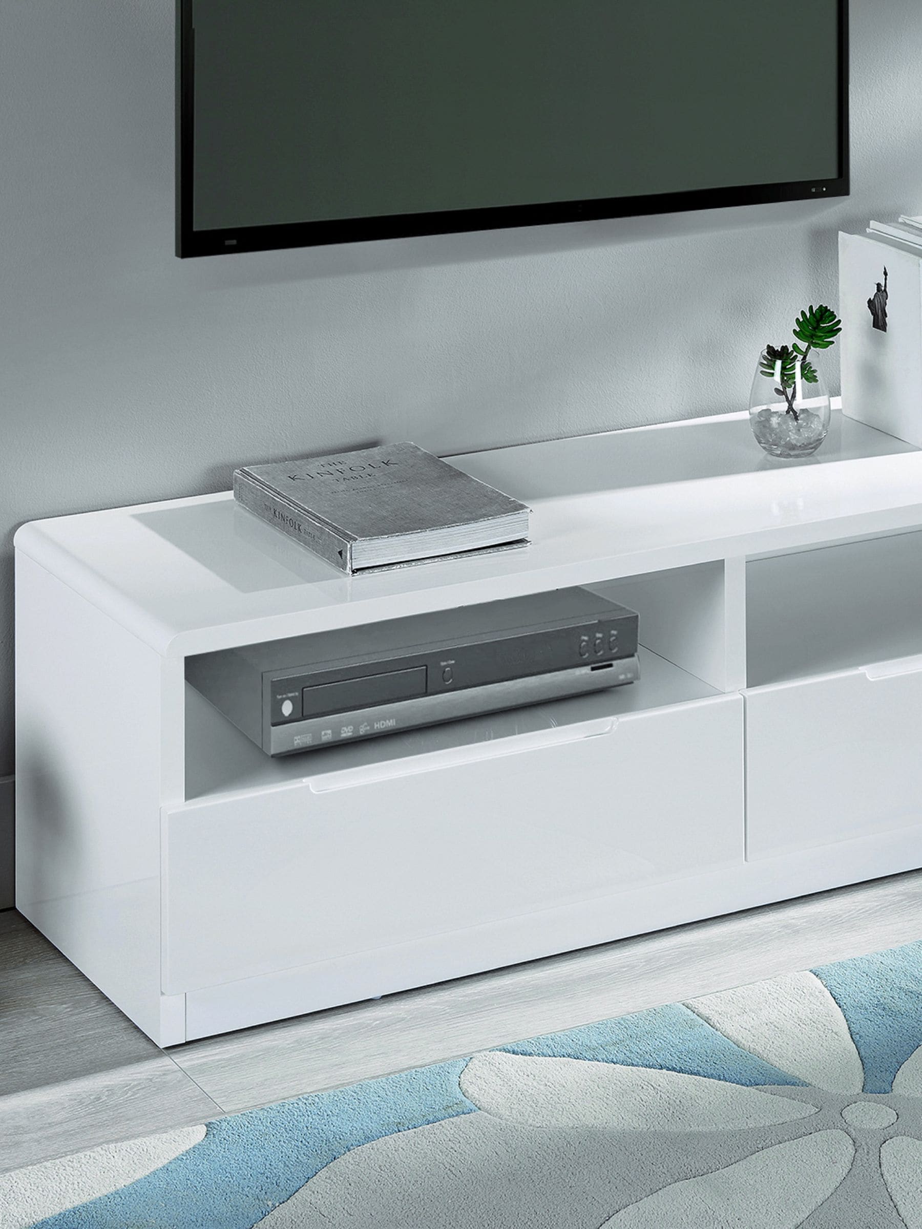 Julian Bowen Manhattan TV Unit for up to 65" TVs, White - H45 x W130cm | Contemporary Media Unit for Living Room, Practical Storage End Table - Image 4