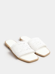 Yours Curve White Crochet Mule Sandals In Extra Wide Eee Fit - Image 2 of 5