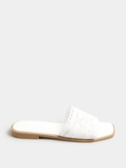 Yours Curve White Crochet Mule Sandals In Extra Wide Eee Fit - Image 3 of 5