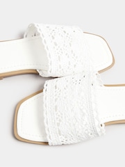 Yours Curve White Crochet Mule Sandals In Extra Wide Eee Fit - Image 5 of 5