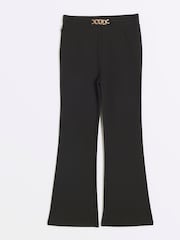 River Island Black Girls Snaffle Kickflare 100% Cotton Trousers - Image 2 of 4