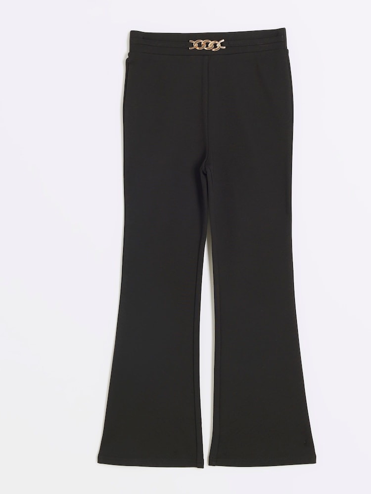 River Island Black Girls Snaffle Kickflare 100% Cotton Trousers - Image 2 of 4