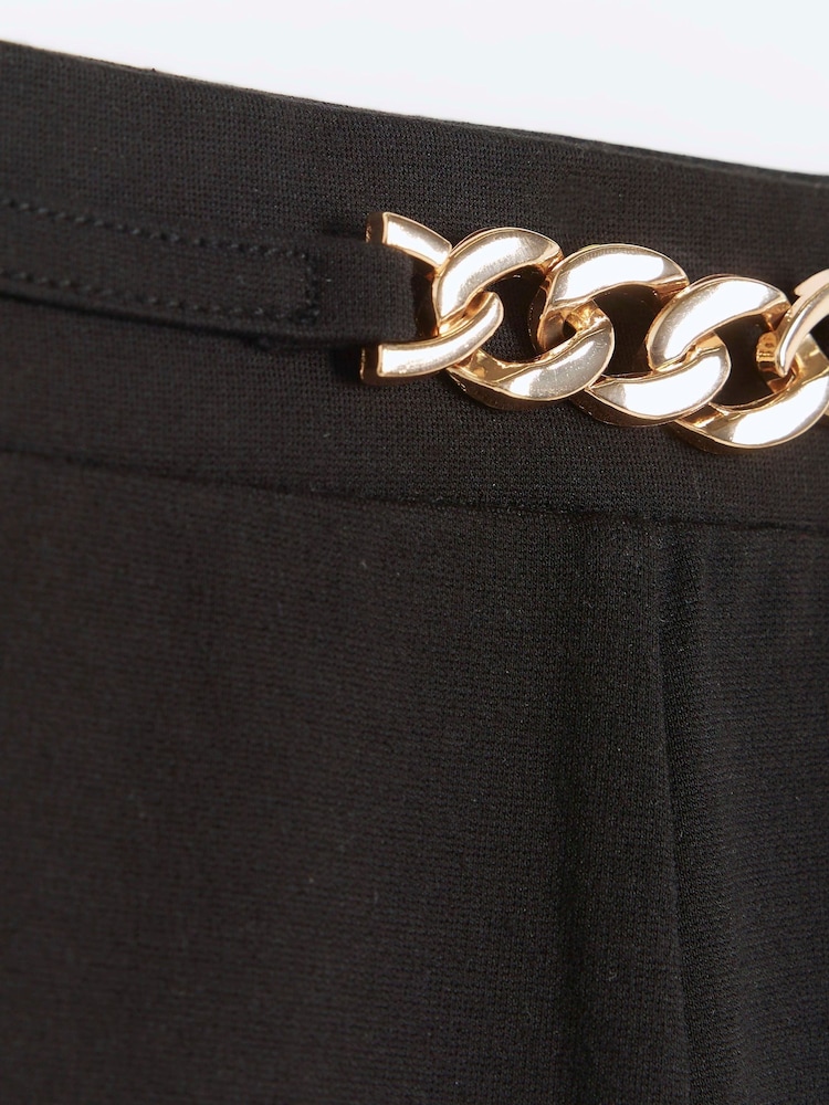 River Island Black Girls Snaffle Kickflare 100% Cotton Trousers - Image 4 of 4