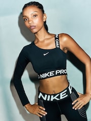 Nike Black Dri-FIT Pro Shine Asymmetrical Cropped Top - Image 1 of 6