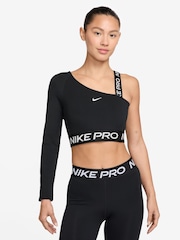 Nike Black Dri-FIT Pro Shine Asymmetrical Cropped Top - Image 3 of 6