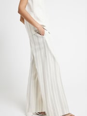River Island Cream Stripe Wide Leg Pleated Trousers - Image 4 of 6