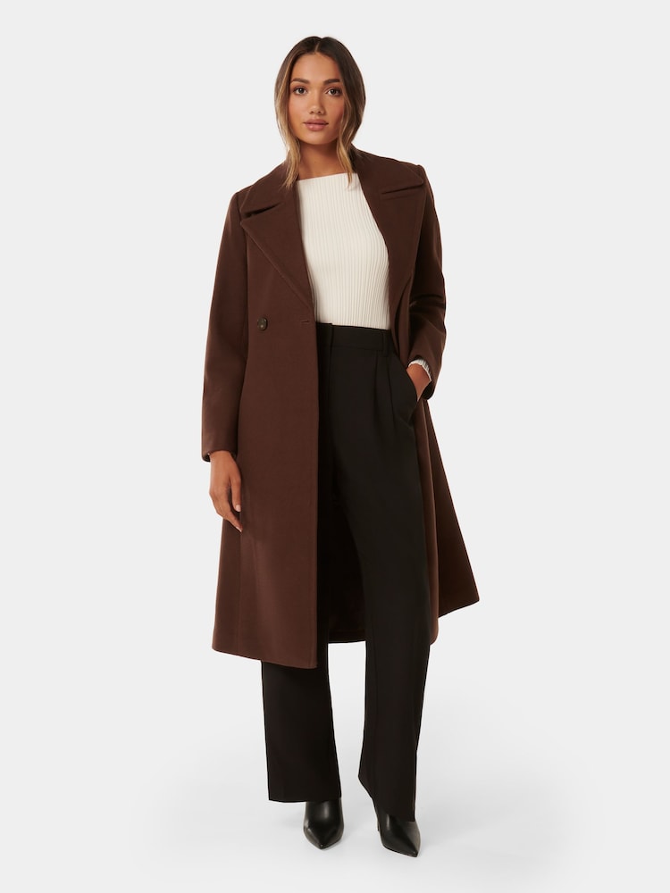 Forever New Brown Polly Petite Wrap Coat - Image 1 of 4