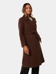 Forever New Brown Polly Petite Wrap Coat - Image 3 of 4