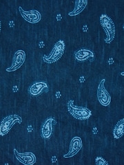 Live Unlimited Blue Curve Paisley Cotton Slub Tiered Midi Dress - Image 10 of 10