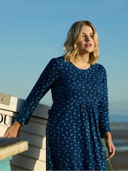 Live Unlimited Blue Curve Paisley Cotton Slub Tiered Midi Dress - Image 2 of 10