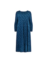 Live Unlimited Blue Curve Paisley Cotton Slub Tiered Midi Dress - Image 9 of 10