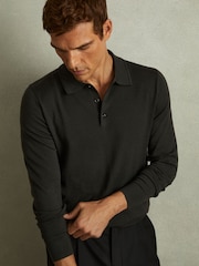 Reiss Dark Military Green Trafford Merino Wool Polo Shirt - Image 1 of 5