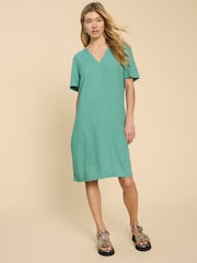 White Stuff Green Lydia Shift Dress - Image 3 of 7