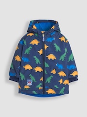 JoJo Maman Bébé Navy Blue Dinosaur Fleece Lined Jacket - Image 2 of 7