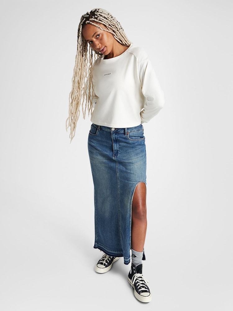 كريم - تيشِرت بكُم طويل بشعار نصي من Converse - Image 3 of 4