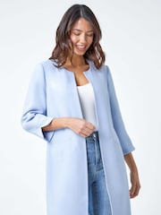 Roman Blue Textured Longline Smart Coat - Image 1 of 5