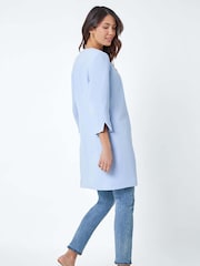Roman Blue Textured Longline Smart Coat - Image 3 of 5